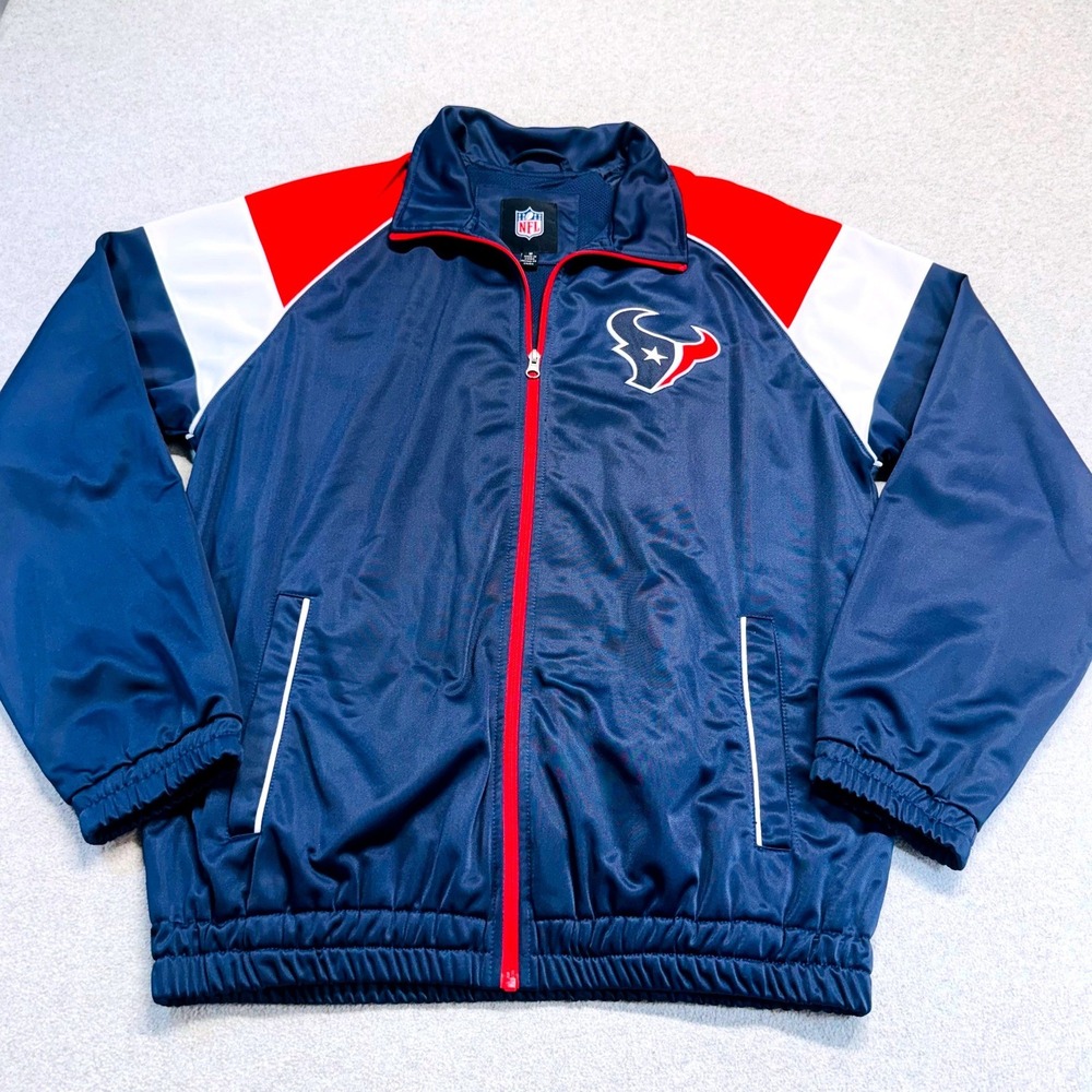 Houston Texans NFL Full Zip Jacket Men's Medium Blue Red‎ White Gameday Football